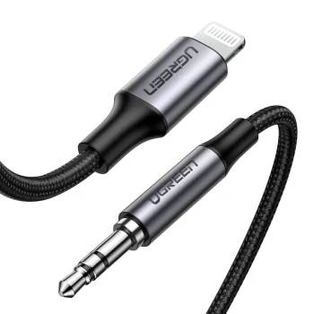 UGREEN 70509 Lightning į 3.5mm garso laidas, 1m, Pilkas/Juodas