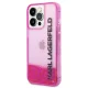 Karl Lagerfeld Liquid Glitter Elong dėklas iPhone 14 Pro telefonui, rožinis
