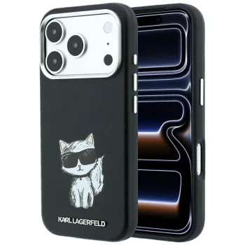 Karl Lagerfeld Smooth Choupette Sketch MagSafe dėklas iPhone 18 Pro Max / 17 Pro Max, juodas