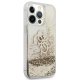Guess 4G Big Liquid Glitter dėklas, skirtas iPhone 13 Pro Max, auksinis