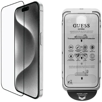 Guess BP Rhinestone 2in1 apsauginių stiklų rinkinys iPhone 16 Pro Max, sidabrinis