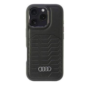Audi Synthetic Leather MagSafe dėklas telefonui iPhone 16 Pro, juodas