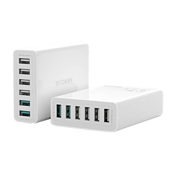 Blitzwolf BW-S15 6-Portų USB įkroviklis, 60W, QC 3.0, baltas
