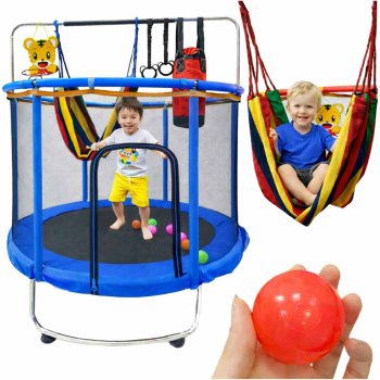 Vaikiškas batutas Case 143076 su apsauginiu tinklu ir krepšinio lenta, 155 cm, mėlynas