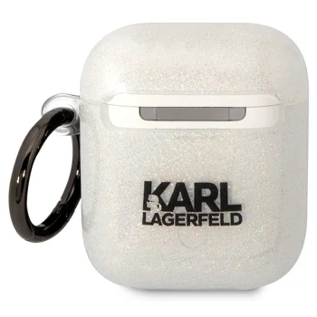 Karl Lagerfeld dėklas, skirtas Apple AirPods 1 / 2, skaidrus (Glitter)
