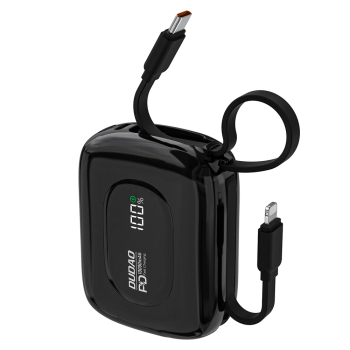 Išorinė baterija Dudao K32 10000 mAh 22.5W su USB-C / Lightning laidais, juoda