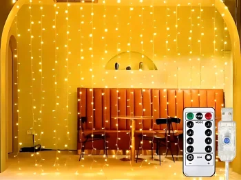 300 LED lempučių užuolaida girlianda, Šiltai balta, 3m, USB