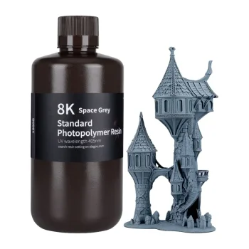 ELEGOO Water Washable 8K fotopolimerinė derva 3D spausdintuvams, 405 nm, 1 kg, kosminė pilka