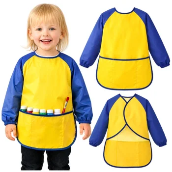 Kruzzel vaikiškas apsauginis prijuostė su rankovėmis S (98-122 cm) Yellow/Navy
