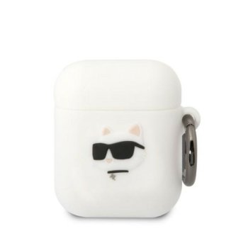 Karl Lagerfeld Silicone Choupette Head 3D AirPods 1/2 dėklas, baltas