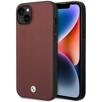 BMW dėklas iPhone 14 telefonui Leather Diamond Pattern, bordo (BMHCP14S22RFGR)