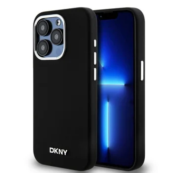 DKNY Liquid Silicone dėklas Apple iPhone 14 Pro su MagSafe, juodas