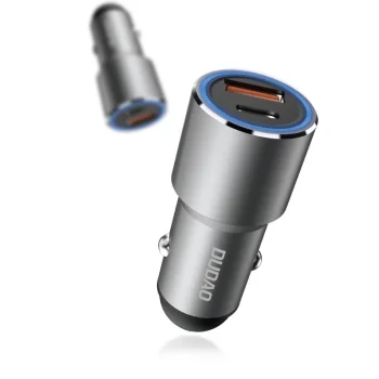 Dudao R4PQ USB / USB-C automobilinis įkroviklis PD QC 22.5W, Pilkas