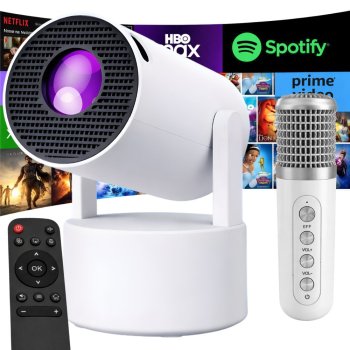 Išmanusis LED projektorius HY-300 PRO su Android TV 11.0 ir mikrofonu