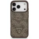 Guess 4G Nauble Card Triangle dėklas iPhone 17 Pro telefonui, rudas