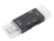Compact SD and MicroSD Card Reader with USB, USB-C, Micro USB, black