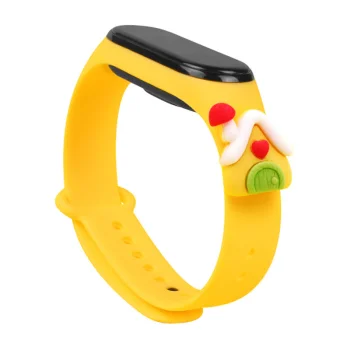 Kalėdinis dirželis Xiaomi Mi Band 3 / 4 apyrankei (Geltonas)