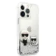 Karl Lagerfeld Liquid Glitter Karl & Choupette dėklas iPhone 13 Pro / 13, sidabrinis