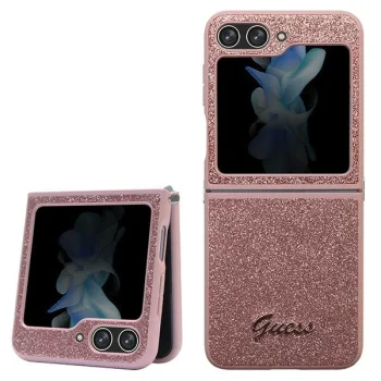 Guess dėklas Samsung Galaxy Z Flip 5 telefonui, rožinis