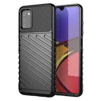 Thunder Case lankstus TPU dėklas Samsung Galaxy A03s telefonui, juodas