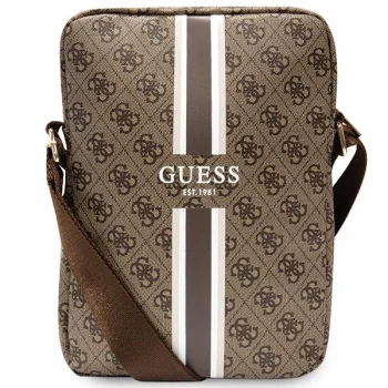 Guess 4G Stripes planšetės krepšys iki 10 colių, rudas