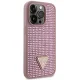 Guess Rhinestone Triangle dėklas iPhone 14 Pro telefonui, rožinis