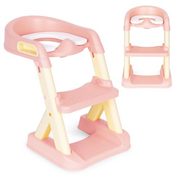 Ecotoys Potty Training Toilet Seat with Step Stool, Pink