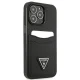 Apple iPhone 13 Pro Guess Saffiano Triangle Logo dėklas su kortelių skyriumi, juodas