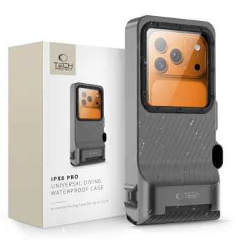 Tech-Protect IPX8 Pro Waterproof Phone Case, Gray/Black