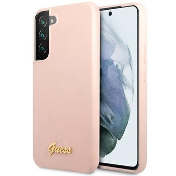 Guess Samsung Galaxy S23+ dėklas Silicone Script Metal Logo, rožinis