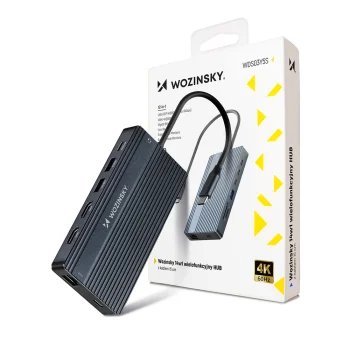 Wozinsky WDS03Y5S 14-in-1 USB-C šakotuvas 3 monitoriams, pilkas
