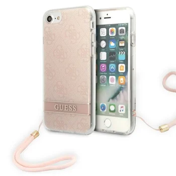 Guess iPhone SE 2022 / SE 2020 / 7 / 8 Case 4G Print Strap Pink