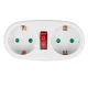Maclean MCE338 F elektrinis šakotuvas su jungikliu, 2 lizdai, F tipas, baltas
