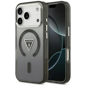 Guess IML Gradient Triangle Logo MagSafe dėklas iPhone 17 Pro Max, juodas