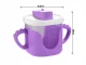 Vaikintas puodelis su silikoninėmis rankenėlėmis ir šiaudeliu, 300 ml, violetinis