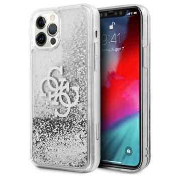 Guess iPhone 12 Pro Max Case 4G Big Liquid Glitter, Silver