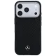 Mercedes Leather Semi Wrap Wood Effect MagSafe dėklas iPhone 17 Pro Max, juodas
