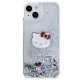 Hello Kitty iPhone 15 Case Liquid Glitter Charms Kitty Head, Silver