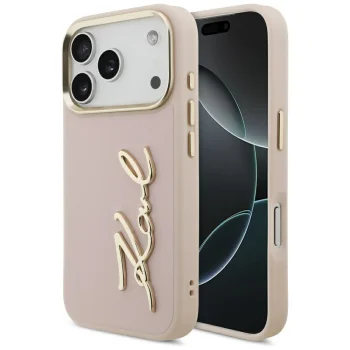 Karl Lagerfeld Karl Script Logo dėklas iPhone 17 Pro, rožinis