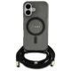 Guess Crossbody Cord Script MagSafe dėklas, skirtas iPhone 16, juodas