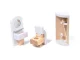 Wooden Dollhouse with Furniture and LED Lighting, 78 cm, White