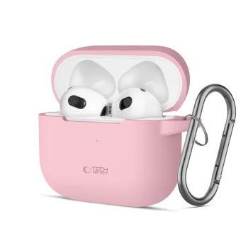 Tech-Protect Apple AirPods 3 silikoninis dėklas su karabinu, rožinis