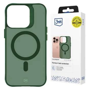 „3mk Smoke MagCase“ dėklas „iPhone 16 Pro Max“, žalias pusiau skaidrus