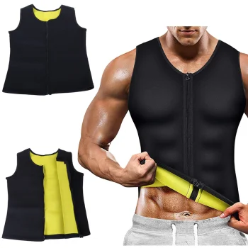 Men's Neoprene Sauna Vest with Zipper for Weight Loss Workout XL