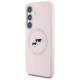 Karl Lagerfeld Silicone Double Heads MagSafe dėklas Samsung Galaxy S25, rožinis