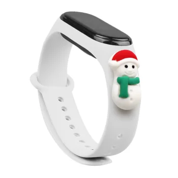 Kalėdinis dirželis Xiaomi Mi Band 3 / 4 Sniego Senis Baltas