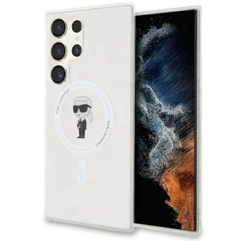 Karl Lagerfeld dėklas Samsung Galaxy S24 Ultra telefonui IML Ikonik MagSafe, skaidrus