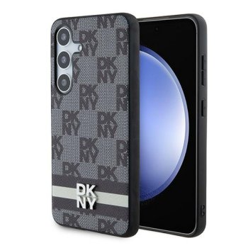 DKNY Samsung Galaxy S24 dėklas Leather Checkered Mono Pattern, juodas