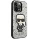 Karl Lagerfeld Glitter Flakes Ikonik dėklas iPhone 14 Pro, sidabrinis