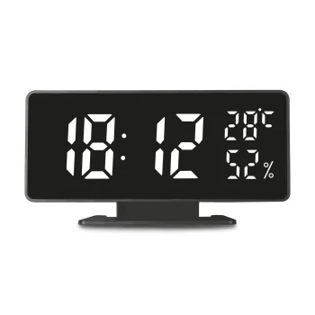 GreenBlue GB395 Alarm Clock with Thermometer and Hygrometer, Black